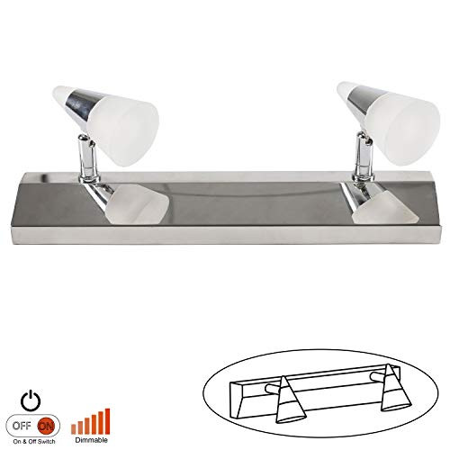 Facon 12-Inch LED RV Vanity Wall Sconce Decorative Reading Lights with On&Off Switch, 2 Adjustable LED Lights with Acrylic Lens, 12V DC (Double Cone Wall Sconces)