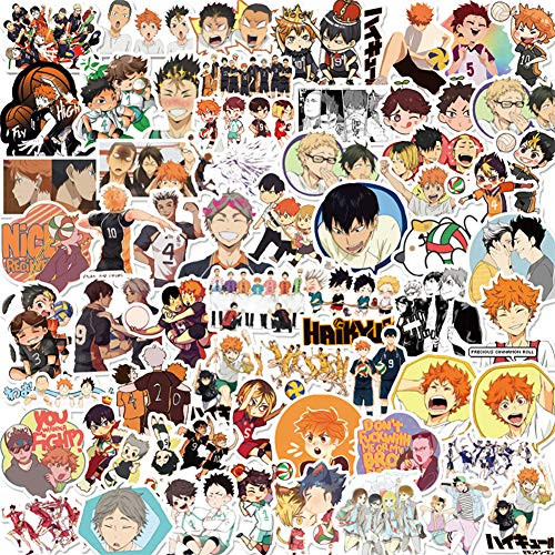 Juzi Anime Stickers Classic Manga Stickers 100 pcs Laptop Water Bottle Luggage Phone Car Snowboard Bicycle Skateboard Decal for Kids Teens Adult Waterproof Aesthetic Stickers Haikyuu Stickers