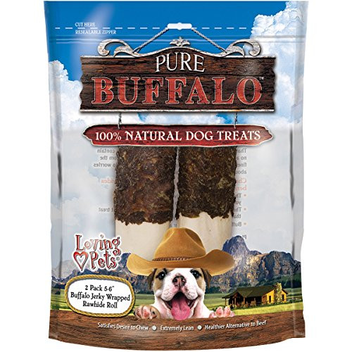 Loving Pets Pure Buffalo 2 Piece 5-6  Jerky Wrapped Rawhide Roll For Dogs 1 Pack  Small