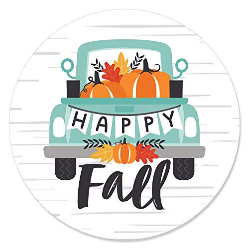 Big Dot of Happiness Happy Fall Truck - Harvest Pumpkin Party Circle Sticker Labels - 24 Count Big Dot of Happiness Happy Fall Truck - Harvest Pumpkin Party Circle Sticker Labels - 24 Count