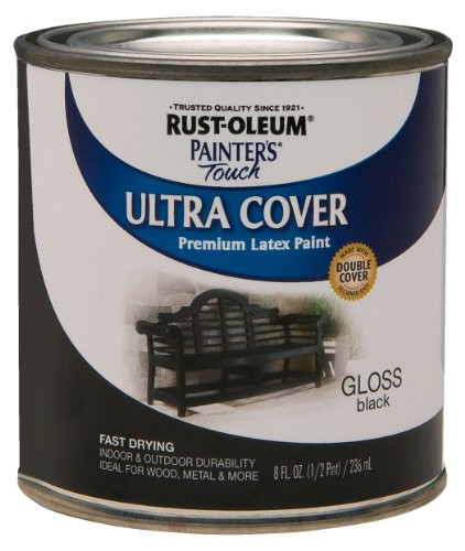 Rust-Oleum 1979730 Painter s Touch Latex Paint  Half Pint  Gloss Black