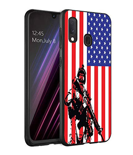 Galaxy A20 Case  Galaxy A30 Case  LOWORO Premium TPU Slim Shockproof Rubber Protective Case Cover for Samsung Galaxy A20 2019 - A30 2019 - American Flag Military Soldiers