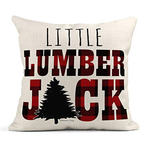 Tarolo Linen Throw Pillow Cover Case Little Lumberjack Children s Art Decorative Pillow Cases Covers Home Decor Square 20 x 20 Inches Pillowcases