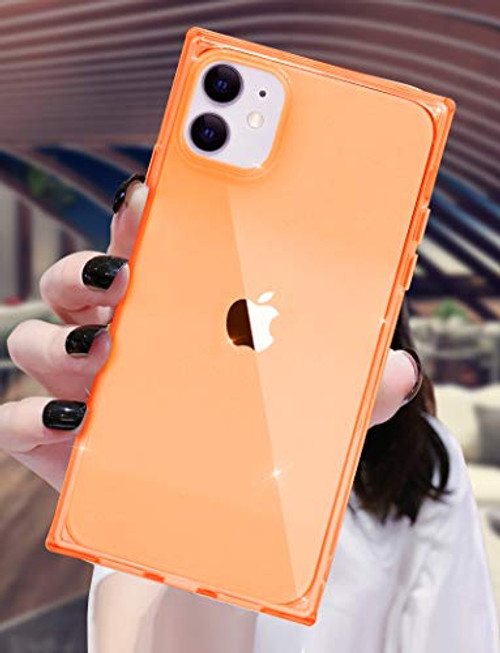 niufoey Square iPhone 11 Case 2019 Transparent Deisgn Anti-Scratch 4 Reinforced Corners Cushion Phone Cover Cases Soft Protective TPU Ultra Thin Slim for Apple iPhone 11 6-1 inches Clear-Orange