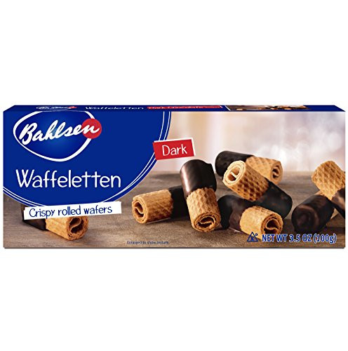 Bahlsen Waffeletten Dark Chocolate Dipped Cookies 1 box - Delicate wafer rolls dipped in rich dark European chocolate - 3-5 oz boxes