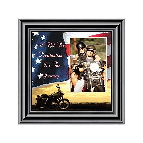 Harley Davidsons Motorcycle, Its not the destination with American Flag Background , 10X10 9752B