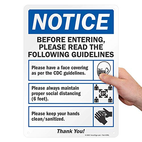 SmartSign Notice - Before Entering  Please Read The Guidelines Sign   10  x 14  Plastic