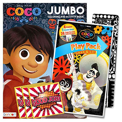 Disney Coco Coloring Book Set with Stickers  Crayons and Coloring Activity Book Bundled Includes Separately Licensed GWW Reward Stickers and Bookmark for Kids