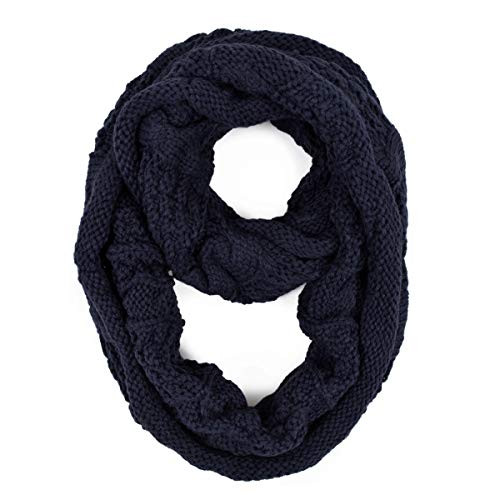 TrendsBlue Premium Winter Thick Infinity Twist Cable Knit Scarf  Navy