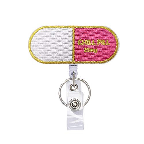 Chill Pill 25mg Meme Badge Reels Retractable  with Alligator Clip  24 inches Thick Pull Cord