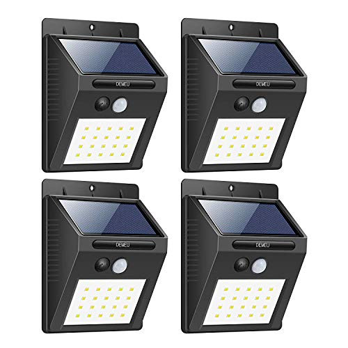 Solar Lights Outdoor, DEMEU 20 LED Motion Sensor Security Lights, Waterproof Solar Night Lights-Wireless Solar Powered Wall Lights for Garden, Stairs, Yard, Pathway, Garage, Driveway, Walkway (PACK 4) Solar Lights Outdoor, DEMEU 20 LED Motion Sensor Security Lights, Waterproof Solar Night Lights-Wireless Solar Powered Wall Lights for Garden, Stairs, Yard, Pathway, Garage, Driveway, Walkway (PACK 4)