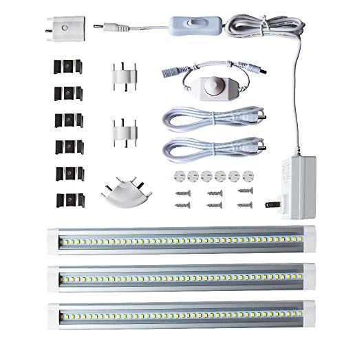 LAMPAOUS LED Under Cabinet Lighting, Closet Lighting, Shelf Lighting,Dimmable Under Counter Lighting, 12W 900 Lumens, Cool White 6000K Kitchen Cabinet Strip Lights Pack of 3 (Cool White 6000K) LAMPAOUS LED Under Cabinet Lighting, Closet Lighting, Shelf Lighting,Dimmable Under Counter Lighting, 12W 900 Lumens, Cool White 6000K Kitchen Cabinet Strip Lights Pack of 3 (Cool White 6000K)