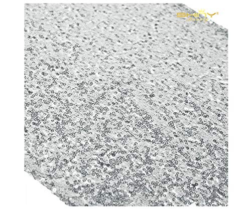 Shiny Silver Sequin Table Runner 14  x 108  Sequin Tablecloth Wholesale Sequin Table Cloths Sequin Linens Shiny Silver  2