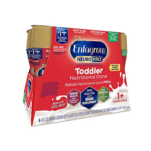 Enfagrow NeuroPro Toddler Nutritional Drink 8 fl- oz- Ready to Use 6 Bottles Prebiotics for IMMUNE SUPPORT  DHA for Brain Development  Iron  Non-GMO  Vanilla Flavor Toddler Next Step from Enfamil