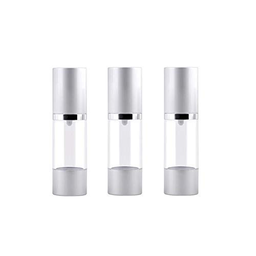 3Pcs 30ml-1-7oz Clear Airless Pump Press Bottle with Silver Cap Empty Plastic Vacuum Lotion Bottle Refillable Container Makeup Holder Dispenser for Lotion Essence Emulsion Essence Serum
