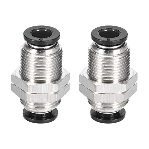 uxcell Straight Pneumatic Push to Quick Connect Fittings Bulkhead Union 6mm Tube OD X 6mm Tube OD 2pcs
