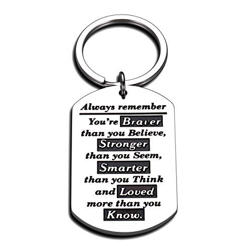 Inspirational Keychain Gifts for Women Men Friend Graduation Birthday Encouragement Keyring Gift to Son Daughter Sister Brother from Mom Dad Family Christmas Anniversary Key Ring Teen Boys Girls