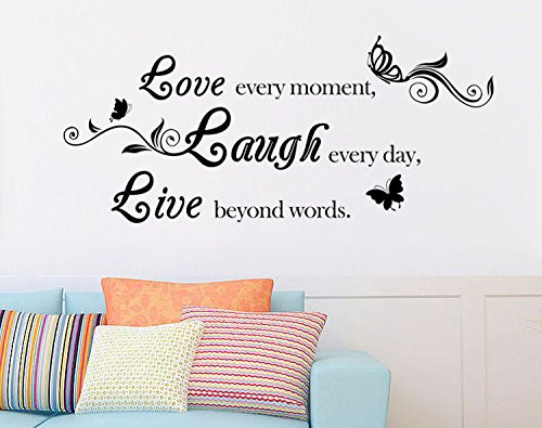 Summerjokes Love Every Moment  Laugh Every Day  Inspirational Wall Decals Stickers  Inspirational Family DIY Wall Stickers for Dining Room Bedroom Wall Decor