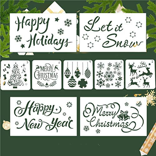 MX-Amigo Christmas Stencils Templates Christmas Drawing Templates Hollow Out Painting Stencils with Snowflakes Elk Santa Claus Happy New Year Merry Christmas Happy Holiday Let it Snow Pattern MX-Amigo Christmas Stencils Templates Christmas Drawing Templates Hollow Out Painting Stencils with Snowflakes Elk Santa Claus Happy New Year Merry Christmas Happy Holiday Let it Snow Pattern