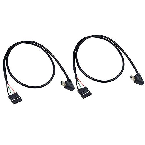 Duttek USB Header to USB Dupont Cable  90 Degree Left Angle Mini USB Male to 5 Pin Motherboard Female Adapter Dupont Extended Cable 2-Pack50CM-1-64FT