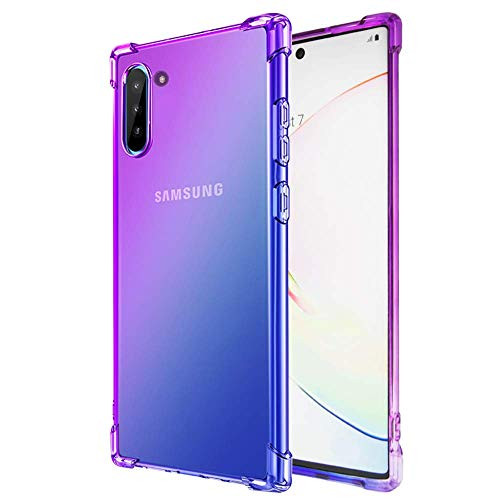 ROSAUI Case for Samsung Galaxy Note 10 Case Soft TPU Bumper Slim Shock Absorption Protective Case Gradient Transparent Phone Cover Anti-Scratch Shockproof Thin Case for Galaxy Note10 Blue-Purple