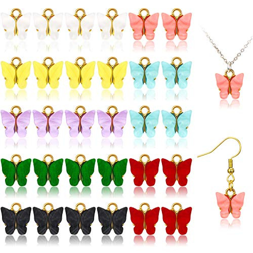 32 Pieces Butterfly Charms Pendant Acrylic Butterfly Pendant Colorful Crafts Charms for Earrings Bracelets Necklace DIY Making Supplies 8 Colors 32 Pieces Butterfly Charms Pendant Acrylic Butterfly Pendant Colorful Crafts Charms for Earrings Bracelets Necklace DIY Making Supplies 8 Colors