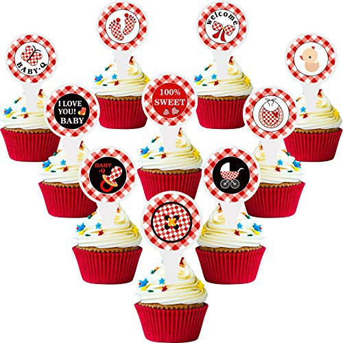 60 Pieces Baby Q Cupcake Topper Summer BBQ Cupcake Toppers Picnic Party Cake Decoration Baby Shower Birthday Party Supplies Barbecue Picnic Decorations Party Supplies for Children
