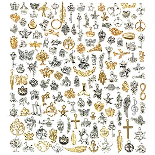 JIALEEY 150 PCS Wholesale Bulk Lots Jewelry Making Charms Mixed Antique Silver KC Gold Alloy Charms Pendants DIY for Necklace Bracelet Jewelry Making and Crafting JIALEEY 150 PCS Wholesale Bulk Lots Jewelry Making Charms Mixed Antique Silver KC Gold Alloy Charms Pendants DIY for Necklace Bracelet Jewelry Making and Crafting