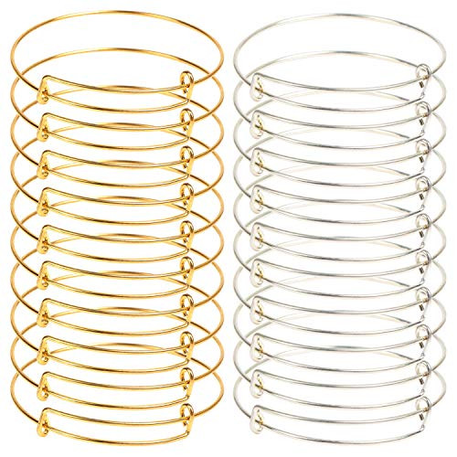 Xgood 20Pcs Expandable Bangle Bracelet Adjustable Bracelets Blank Wire Bangle for Women DIY Jewelry Making  10 Pcs Each Color