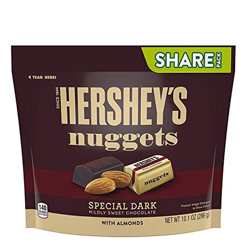 HERSHEY S Nuggets Candy Special DARK Mildly Sweet Chocolate with Almonds 10-1 Ounce HERSHEY S Nuggets Candy Special DARK Mildly Sweet Chocolate with Almonds 10-1 Ounce