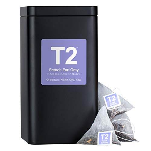 T2 Tea French Earl Grey Black Tea Bags in Tea Caddy, 60-count