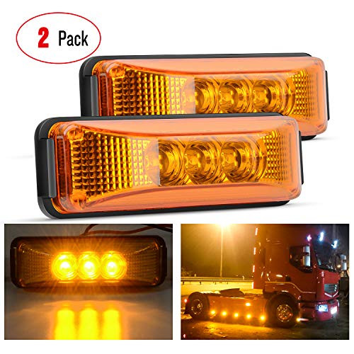 Nilight - TL-16 2PCS 3-9 3 LED Truck Trailer Amber Light Front Rear LED Side Marker Lights Clearance Indicator Lamp Perfect Sealed Waterproof Surface Mounted LED Marker Light  2 Years Warranty