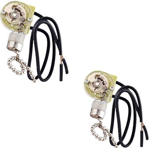 Ceiling Fan Light Switch Zing Ear Pull Chain Switch ZE-109 Fan Light Switch  On-Off Speed with Pull Chain Compatible with Ceiling Light Fans  Lamps and Wall Lights-2pcs Nickel
