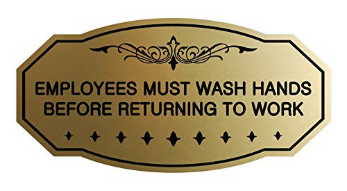 Signs ByLITA Victorian Employees Must Wash Hands Before Returning to Work SignBrushed Gold - Small