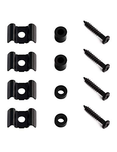 Metallor Guitar String Trees String Retainer Guides Compatible with Strat Tele Style Electric Guitar Bass Parts Replacement Pack of 4pcs with Mounting Screws Black-