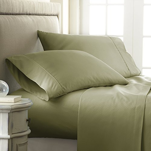 ienjoy Home 4 Piece Hotel Collection Embossed Checker Sheet Set, Queen, Sage