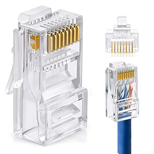 50 Pcs RJ45 Connector  Cat6 - Cat5e -Cat5 RJ45 Connector  Ethernet Cable Crimp Connectors UTP Network Plug for Solid Wire and Standard Cable  Transparent?50 Pack? 50 Pcs RJ45 Connector  Cat6 - Cat5e -Cat5 RJ45 Connector  Ethernet Cable Crimp Connectors UTP Network Plug for Solid Wire and Standard Cable  Transparent?50 Pack?
