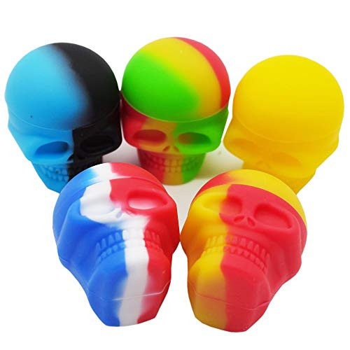 Vitakiwi 3ml Skull Silicone Wax Concentrate Containers Non-stick Oil Jars 5PCS