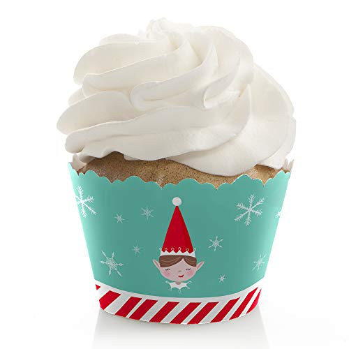 Big Dot of Happiness Elf Squad - Kids Elf Christmas and Birthday Party Decorations - Party Cupcake Wrappers - Set of 12