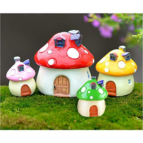 MAOMIA Miniature Fairy Garden Mushroom House 4 Pcs Micro Landscape Garden Outdoor Decor Home Decoration Plant Flower Pots Ornaments MAOMIA Miniature Fairy Garden Mushroom House 4 Pcs Micro Landscape Garden Outdoor Decor Home Decoration Plant Flower Pots Ornaments