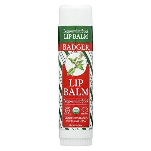 Badger - Peppermint Stick Lip Balm Certified Organic Lip Balm Fair Trade Natural Lip Balm 0-60 oz Badger - Peppermint Stick Lip Balm Certified Organic Lip Balm Fair Trade Natural Lip Balm 0-60 oz