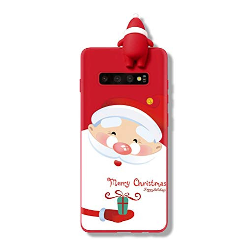Yoedge Case for Galaxy S10 Plus Silicone 3D Cartoon Christmas Santa Claus Back Cover  Kids Girls Cool Cute Funny TPU Slim Fit Rubber Bumper Protective Shockproof Case for Galaxy S10 Plus  Red 4