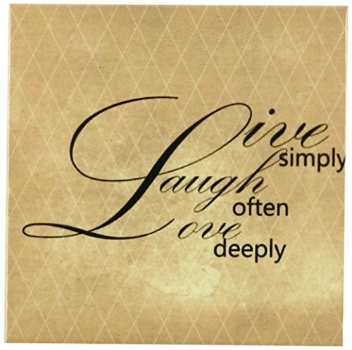 3dRose cst_79175_3 Live Simply Vintage Art- Inspirational Words-Ceramic Tile Coasters, Set of 4