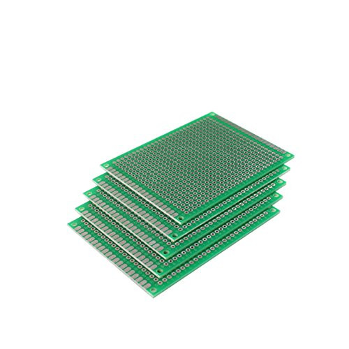 HOODDEAL 5 pcs 6x8cm Double-side Prototype PCB Universal Printed Circuit Board