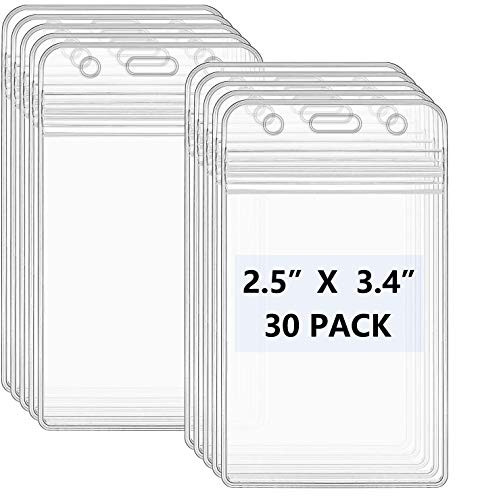 Ktrio 30 Pack Badge Holders Badge Holder  Plastic ID Badge Holder Lanyard with ID Card Holder for Lanyard  Clear Work ID Holders for Badges Name Tag Holders for Office Nurse  4-65  x 2-65   Vertical