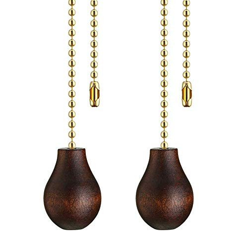 Ceiling Fan Chain Pulls Decorative Ornaments 12 Inches Vintage Bronze Color Wooden Pull Chain Fan Pulls Set Extension For Ceiling Light Lamp Fan Chain Brass Pull Chain 2 Pack