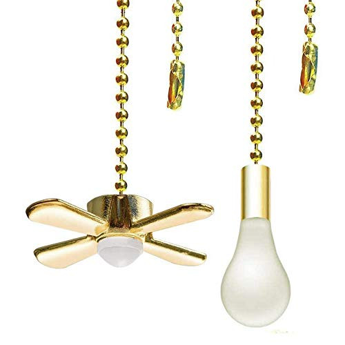 Ceiling Fan Pull Chain Ornaments Extension Chains with Decorative Light Bulb and Fan Cord 13-6 Inches Bronze Fan Pull Chain Set For Ceiling Light Lamp Fan Chain Gold