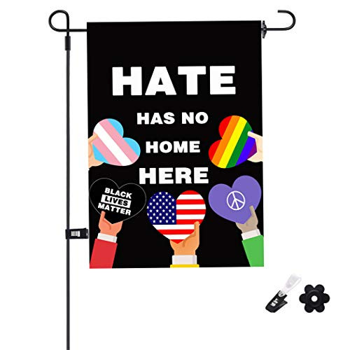 Uddiee Hate Has No Home Here Garden Flag Decorative Hate Has No Place Here Garden Flag Double-Sided for Outdoor Yard Decoration12  x 18