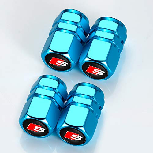 Menglianmin Car Wheel Tire Valve Stem Caps Logo Personality Modification Valve Cap Modeling Accessories Suit for Audi A1 A3 A4 A5 A6 A7 A8 S Q5 Q7 R8 S5 S7 Q5 RS 4PCS Blue