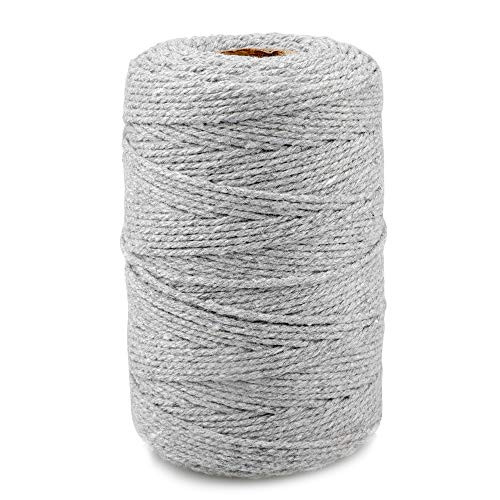 Gray Twine String Cotton Bakers Twine 656 Feet Cotton Cord Crafts Gift Twine String Christmas Holiday Twine